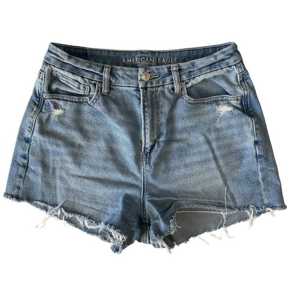 American Eagle Curvy Mom Jean Short Women's 8 Blue Denim Western Festival‎ - Picture 1 of 7